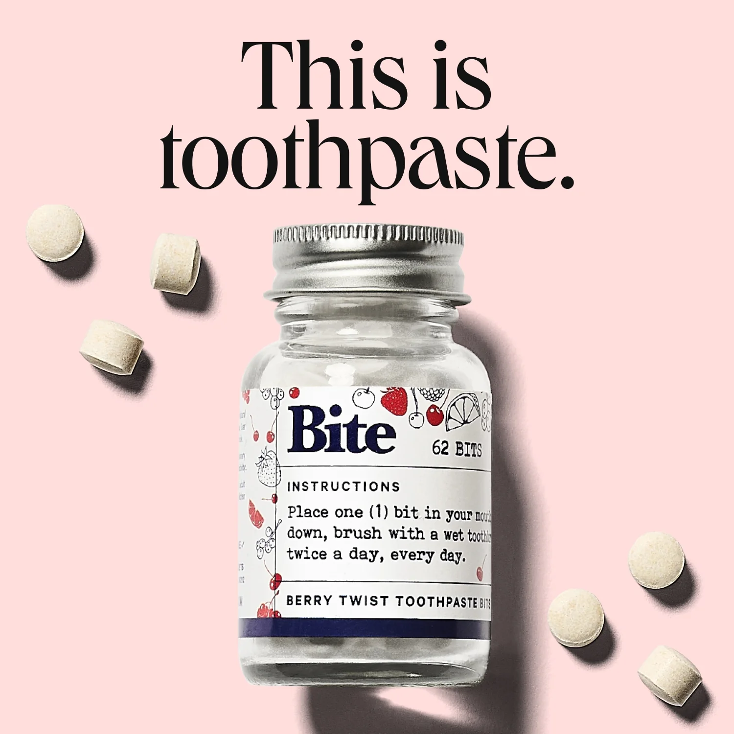 Naturally Whitening Berry Twist Toothpaste Bits - the ORIGINAL viral toothpaste tablets