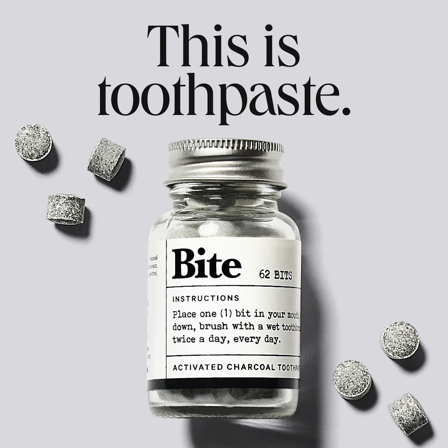 Naturally Whitening Mint Charcoal Toothpaste Bits - the ORIGINAL viral toothpaste tablets