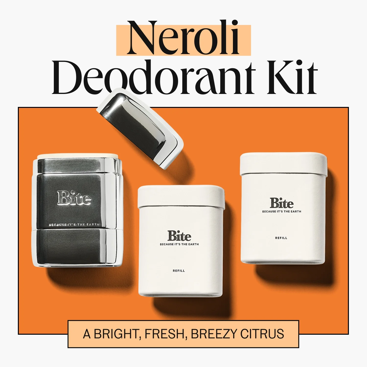 Neroli Natural Deodorant by Bite - Clinically Proven Odor Control, Long-Lasting, Refillable